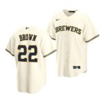 Men's Milwaukee Brewers #22 Eric Brown 2022 Draft Jersey Cream Alternate