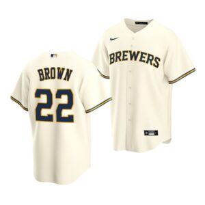 Men's Milwaukee Brewers #22 Eric Brown 2022 Draft Jersey Cream Alternate