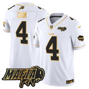 James Cook #4 Buffalo Bills BUF 2024 Bills Mafia Patch Gold Vapor Limited Jersey - All Stitched