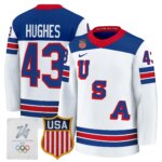 Quinn Hughes #43 2026 USA Olympic Premium Hockey Jersey -White