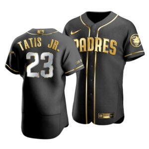 Men's San Diego Padres #23 Fernando Tatis JR. Black Golden Edition Jersey