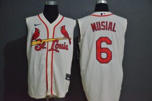 Men's St. Louis Cardinals #6 Stan Musial Cream 2020 Cool and Refreshing Sleeveless Fan Stitched  Jersey