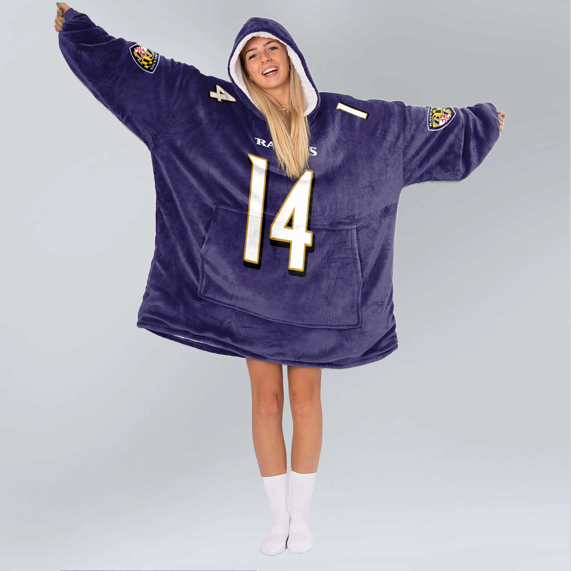 Adult 14 Baltimore Football Unisex Blanket Hoodie - Image 6