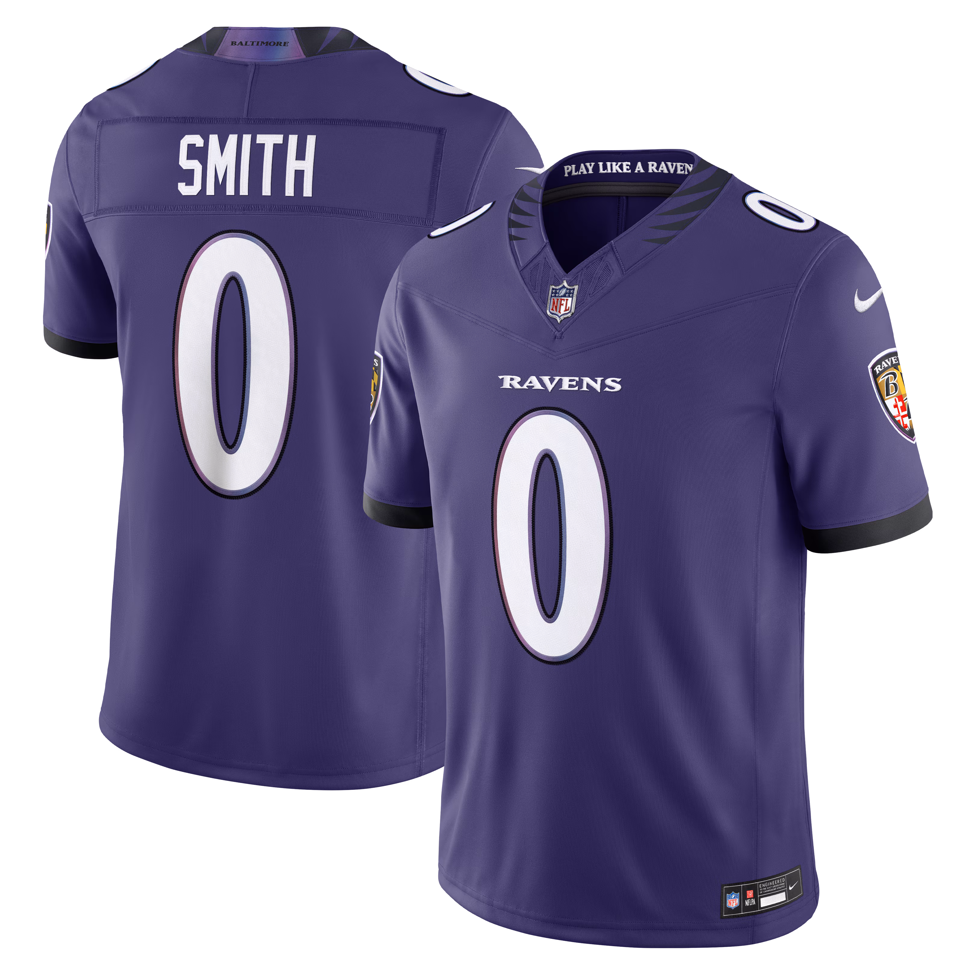 Men's Baltimore Ravens Roquan Smith #0 Purple Vapor F.U.S.E. Sewn Down Limited Jersey
