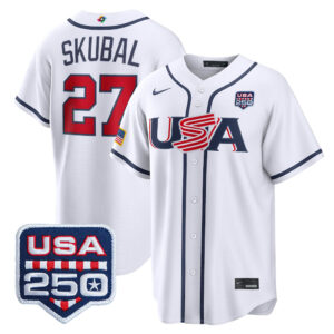 Tarik Skubal #27 USA Baseball 250th Patch 2026 World Baseball Classic Home Stadium Jersey - White