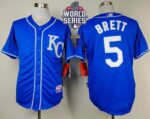 Kansas City Royals #5 George Brett Light Blue Alternate 2 Cool Base W/2015 World Series Patch Stitched Jersey
