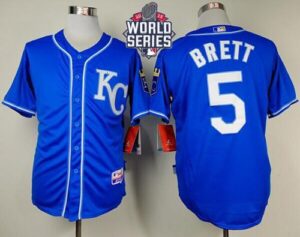 Kansas City Royals #5 George Brett Light Blue Alternate 2 Cool Base W/2015 World Series Patch Stitched Jersey