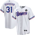 Men's Texas Rangers #31 Max Scherzer  White 2023 World Series Replica Player Jersey