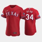 Men's Texas Rangers #34 Nolan Ryan Alternate Scarle 50th Anniversary Flex Base Jersey
