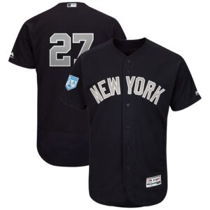 Men's New York Yankees #27 Giancarlo Stanton Majestic Navy Alternate 2019 Spring Training Flex Base Player Jersey