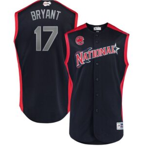 Men's National League Majestic #17 Kris Bryant Navy 2019 All-Star Game Workout Player Jersey