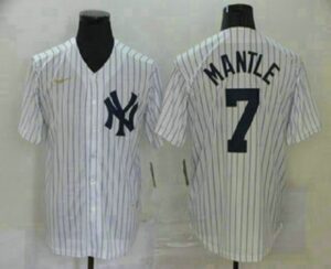 Men's New York Yankees #7 Mickey Mantle White Throwback Stitched Cool Base  Jersey
