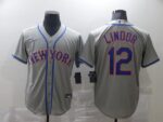 Men's New York Mets #12 Francisco Lindor Grey Stitched Cool Base  Jersey