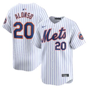 Men's New York Mets #20 Pete Alonso  White Home Limited Player Jersey
