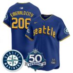 Emerald City #206 Seattle Mariners 50th Anniversary & AL West Vapor Premier Limited Jersey - Connect