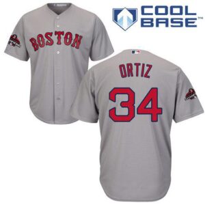 Boston Red Sox #34 David Ortiz Grey New Cool Base 2018 World Series Champions Stitched Jersey