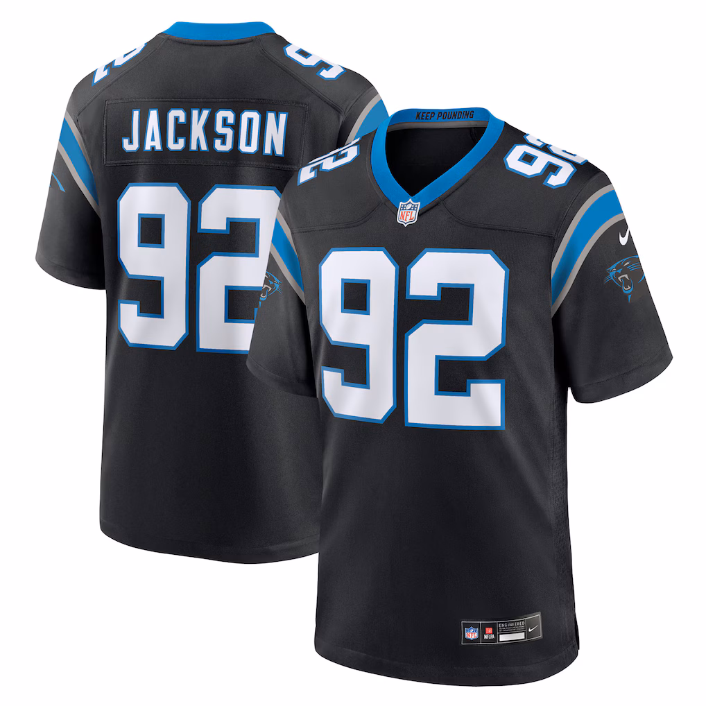 Cam Jackson #92 Carolina Panthers Team Game Jersey - Black