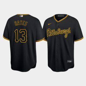 Men's Pittsburgh Pirates #13 Ke'Bryan Hayes Alternate Black Jersey