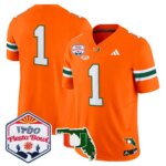 Team #1 Miami Hurricanes MIA 2026 The Fiesta Bowl & Florida Patch Vapor Limited Jersey - All Stitched