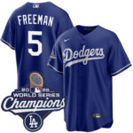 Men's Los Angeles Dodgers Freddie Freeman #5 Royal 2025 World Series Champions Alternate Replica Jersey