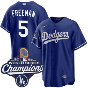 Men's Los Angeles Dodgers Freddie Freeman #5 Royal 2025 World Series Champions Alternate Replica Jersey