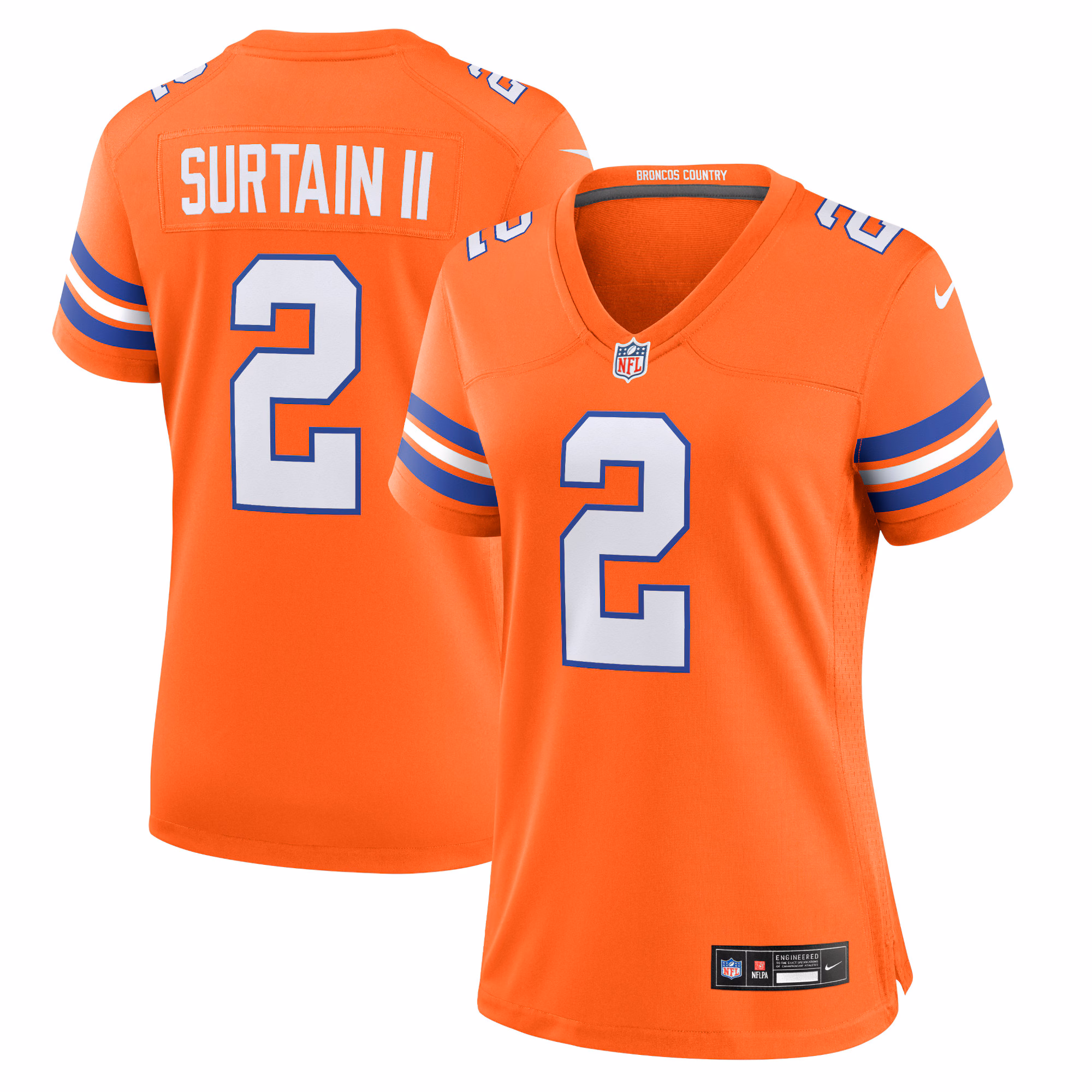 Patrick Surtain II Denver Broncos Women's Mile High Collection 1977 Throwback Player Game Jersey - Orange
