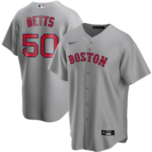 Men's  Boston Red Sox #50 Mookie Betts Gray Road 2020 Jersey