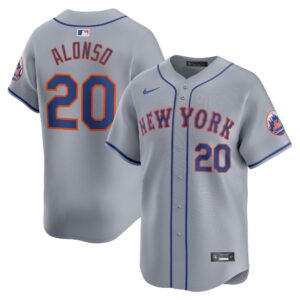 Men's New York Mets #20 Pete Alonso  Gray Away Limited Player Jersey
