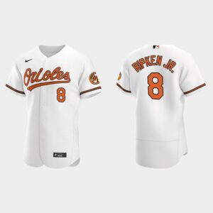 Men's Baltimore Orioles #8 Cal Ripken Jr. White Home Flex Base Jersey