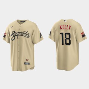 Men's Arizona Diamondbacks #18 Carson Kelly 2021 City Connect Gold Jersey
