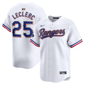Men's Texas Rangers #25 Jose Leclerc  White 2024 Gold Collection Limited Player Jersey