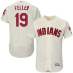 Cleveland Indians #19 Bob Feller Cream Flexbase Collection Stitched Jersey