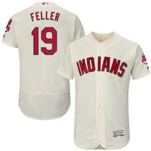 Cleveland Indians #19 Bob Feller Cream Flexbase Collection Stitched Jersey