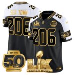Sea Town #206 Seattle Seahawks Super Bowl LX Gold Patch Game Jersey - All Stitched
