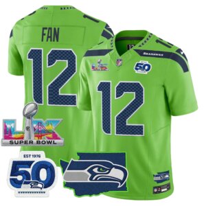 Th Fan #12 Seattle Seahawks Super Bowl LX Patch Game Jersey - All Stitched
