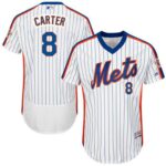 New York Mets #8 Gary Carter White(Blue Strip) Flexbase Collection Cooperstown Stitched Jersey