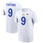 Men's Matthew Stafford White Los Angeles Rams Super Bowl LVI Name & Number T-Shirt