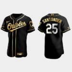 Men's Baltimore Orioles #25 Anthony Santander Golden Edition Black Flex Base Jersey