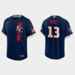 Men's Kansas City Royals #13 Salvador Perez Navy 2021 All-Star Game Jersey