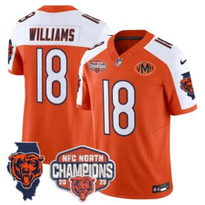 Caleb Williams #18 Chicago Bears CHI 2025 NFC North Champions Patch Jersey V2 - All Stitched
