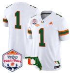 Team #1 Miami Hurricanes MIA 2026 The Fiesta Bowl & Florida Patch Vapor Limited Jersey - All Stitched