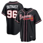 OutKast #96 Atlanta Braves Fashion Replica Black Out Jersey - Black