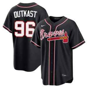 OutKast #96 Atlanta Braves Fashion Replica Black Out Jersey - Black