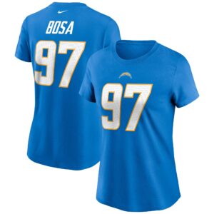 Women's Joey Bosa Powder Blue Los Angeles Chargers Name & Number T-Shirt