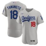 Men's Los Angeles Dodgers #18 Yoshinobu Yamamoto Flexbase  Gray Jersey