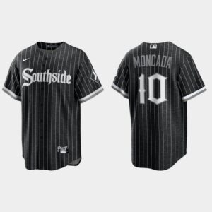 Men's Chicago White Sox #10 Yoan Moncada Black 2021 City Connect Cool Base Jersey