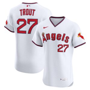 Los Angeles Angels Mike Trout #27 White Alternate 2 Elite Jersey