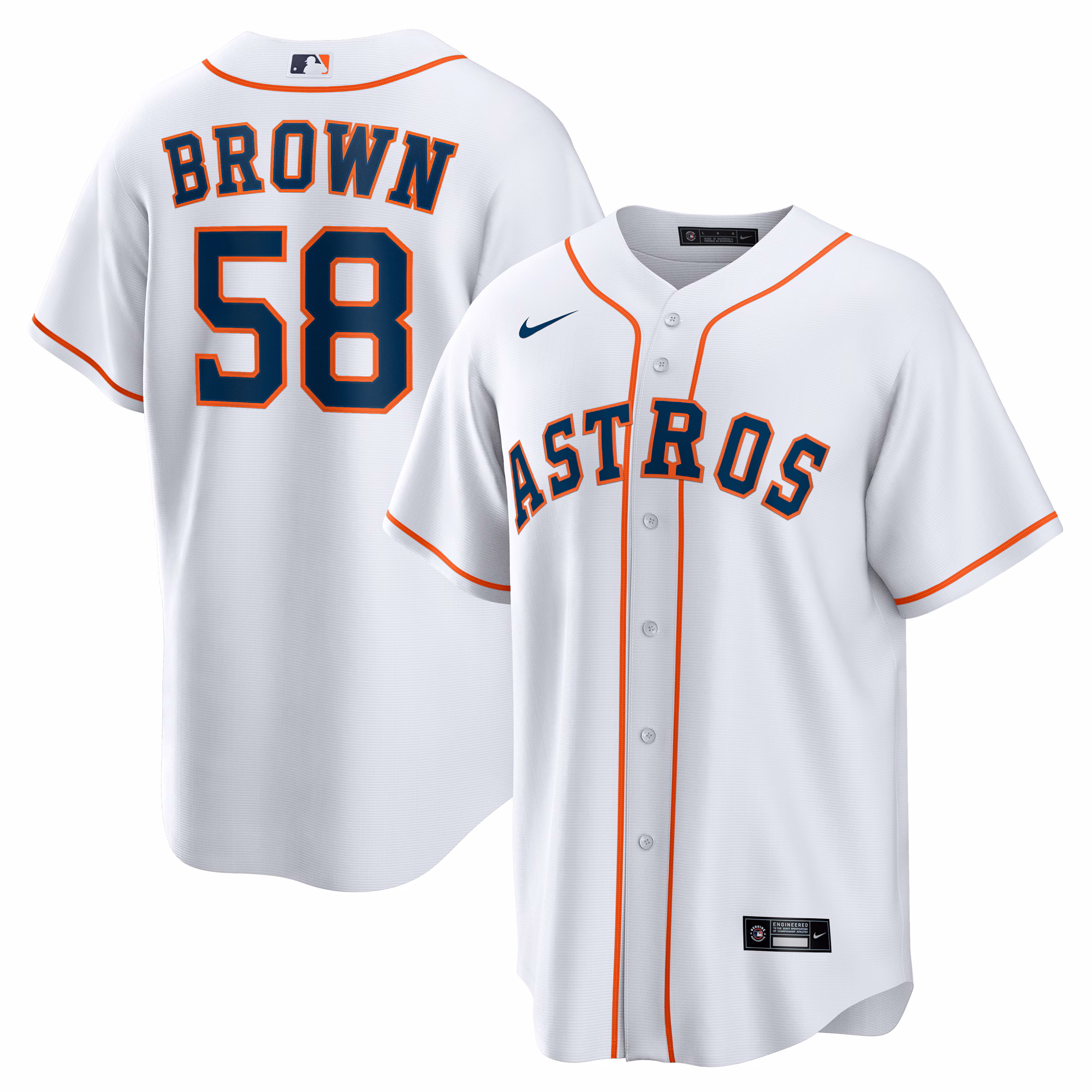 Houston Astros Hunter Brown #58 White Home Replica Jersey