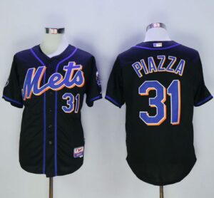 Men's New York Mets #31 Mike Piazza Black 2016 Hall Of Fame Patch Stitched Jersey