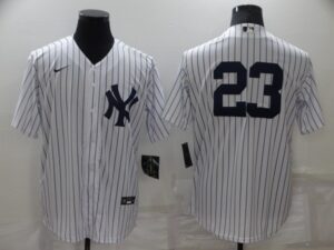 Men's  New York Yankees #23 Don Mattingly White Cool Base Stitched Jersey